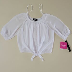 by & by White Junior's Crop Top